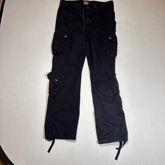 Match Stick Cargo Pants 36w Paratrooper Dark Blue Utility Multi Pocket Casual - Picture 1 of 16